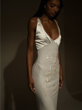 Meshki Maya Beaded Dress- White